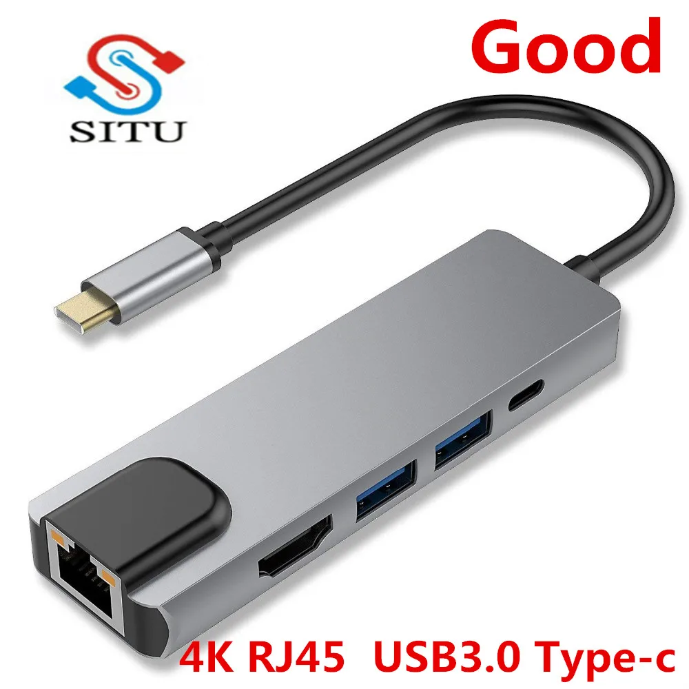 

SITU 5 in 1 USB Type C Hub Hdmi USB C Hub to Gigabit Ethernet Rj45 Lan Adapter for Macbook Pro Thunderbolt 3 USB-C Charger