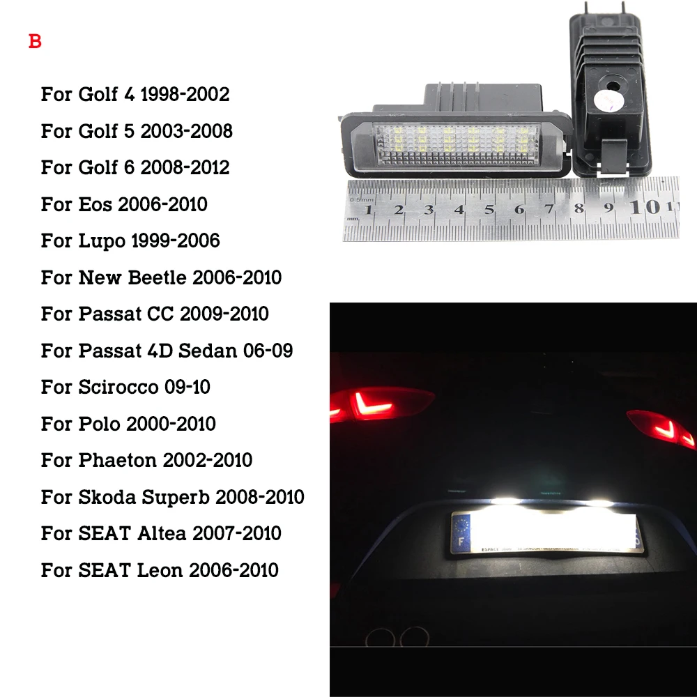 2X Автомобильные светодиодные номерные знаки 12 В для Passat CC Golf 4 5 6 Polo Phaeton New Beetle SEAT