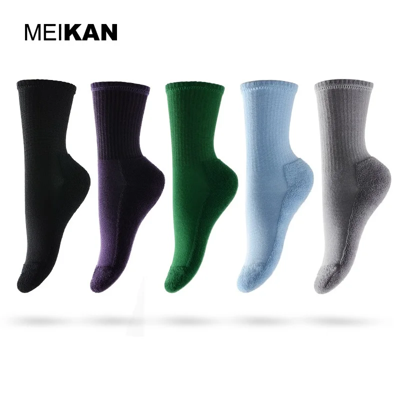 

MK1225 Part2 MEIKANG Brand Colorful Combed Cotton Terry Socks Mid-calf Socks for Men/Women/Kids Warm Breathable High-Quality