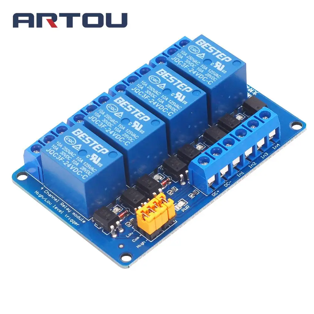1PCS 24V 4 Channel Relay Module High and low Level Trigger Dual