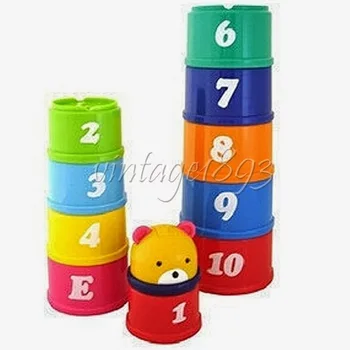 

Rainbow Tiny Bear Funny Stack Cup Children Educational Toy Intelligence Kid Baby