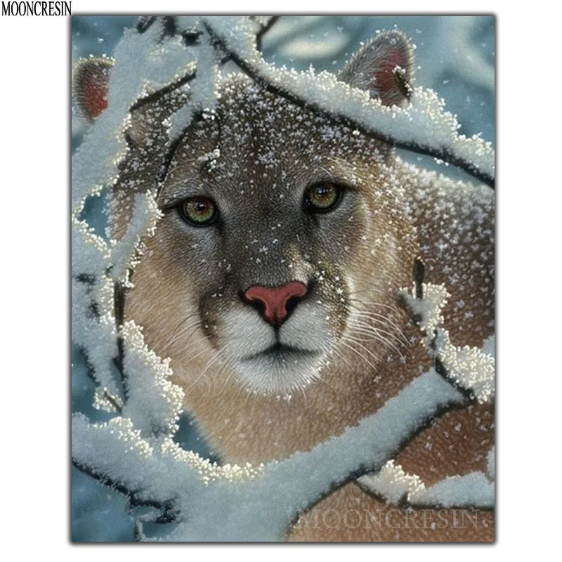 

DIY 5D Diamond Embroidery Dog In The Snow Diamond Painting Cross Stitch Square Full Diamond Mosaic Decoration Needlework Animals