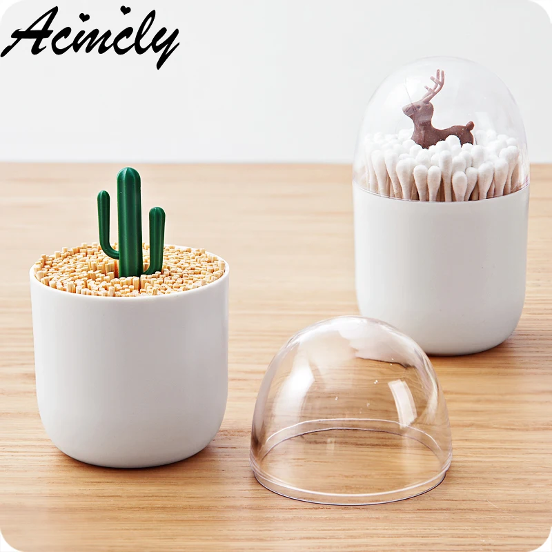 

Plastic toothpick box Cosmetics Storage Boxes New Multifunctional Round Containers Acrylic Cotton Swabs Storage Box BinsCC1373/o
