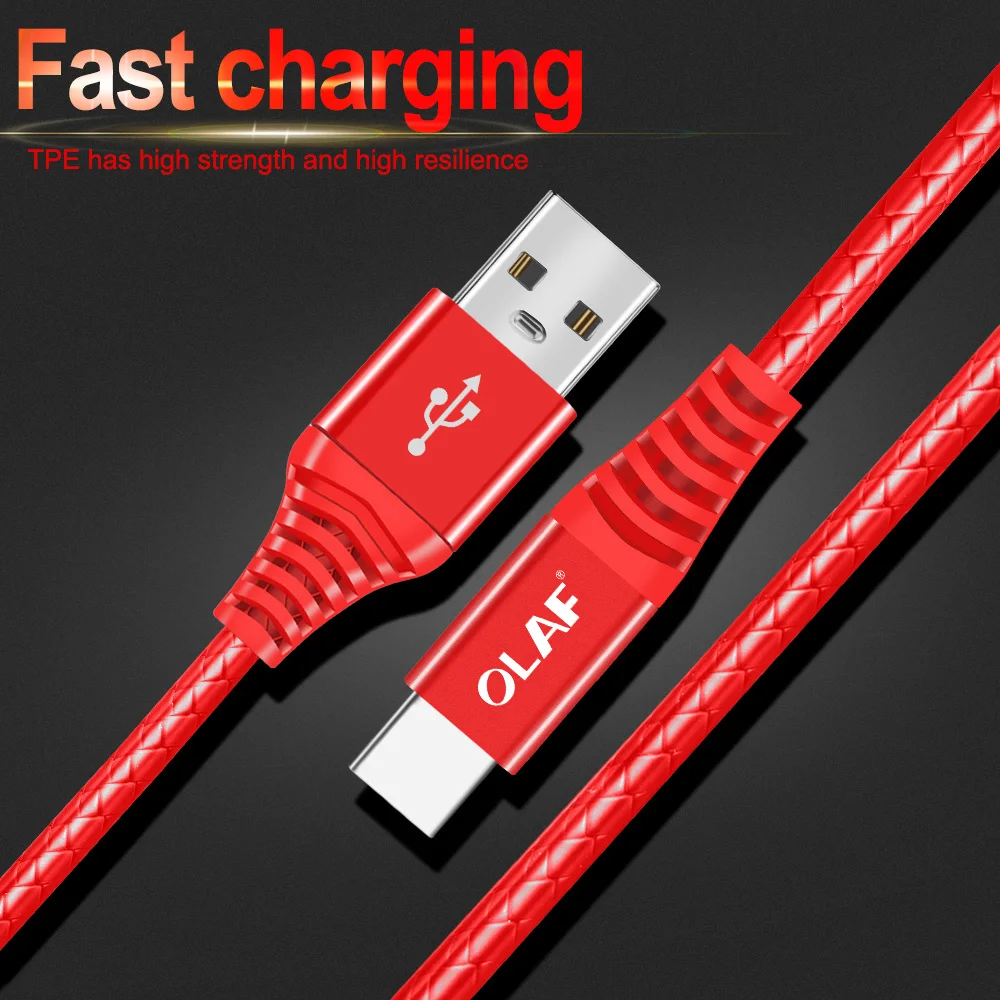 

OLAF 25cm 1m USB Type C Cable 2.4A Fast Charging USB C Cable For Huawei Samsung S9 S8 Xiaomi Mi8 Mi6 Oneplus 6t Type-c Data Cord