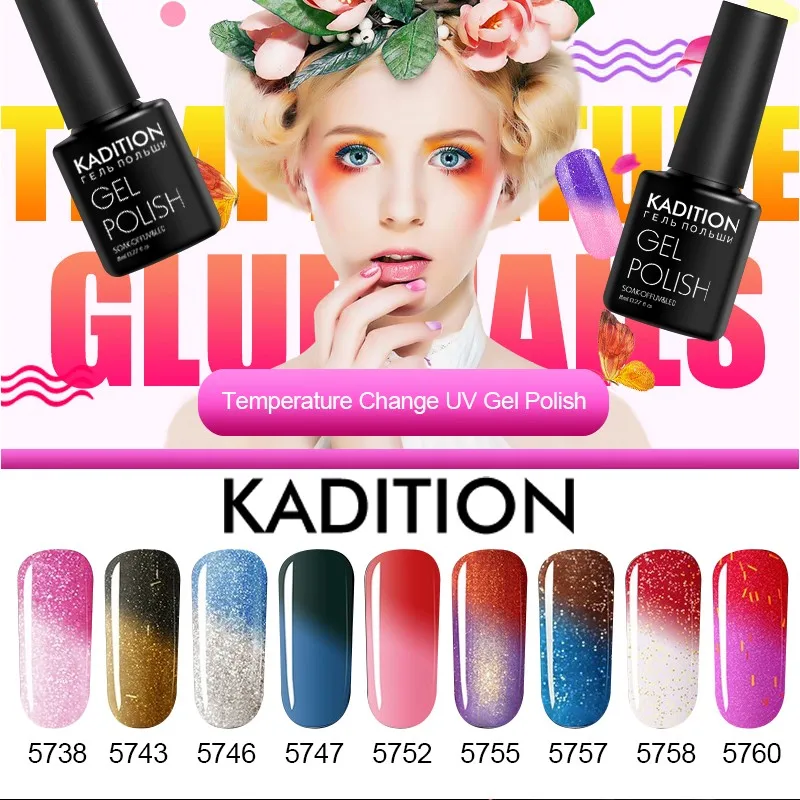 

KADITION Semi Permanent 8ml Changing Temperature Change 29 Color Gel Nail Polish Soak Off LED Nail Art Gel Lacquer Gel Varnishes