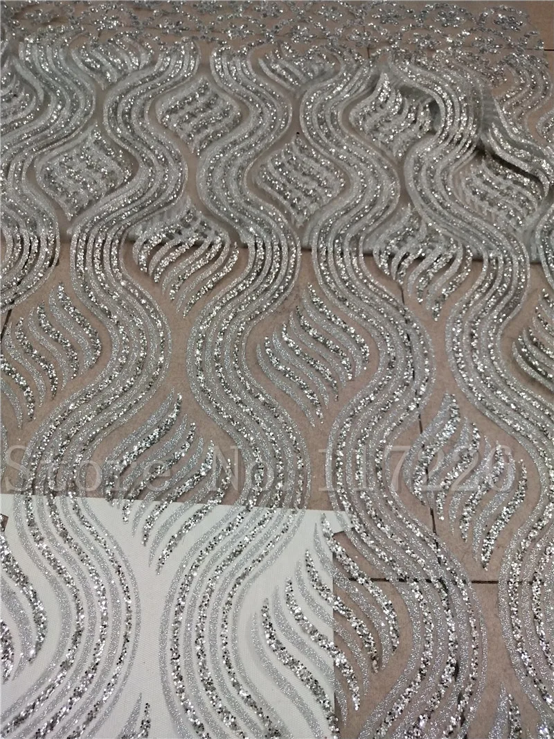 

5yards JRB-72101 shining glued print glitter in silver sparkle net tulle mesh lace for fashion dress