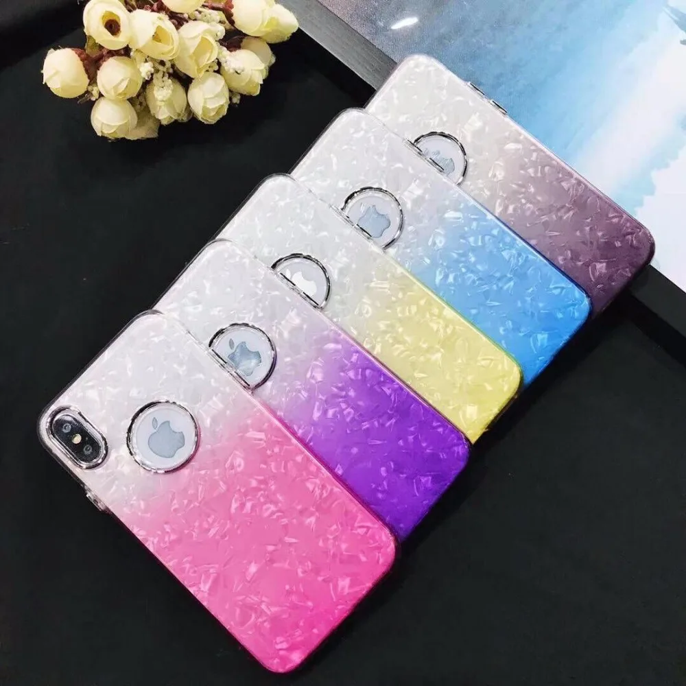 Чехол Triseoly для iPhone X 7 Plus 8 силиконовый цветной Гальванизированный