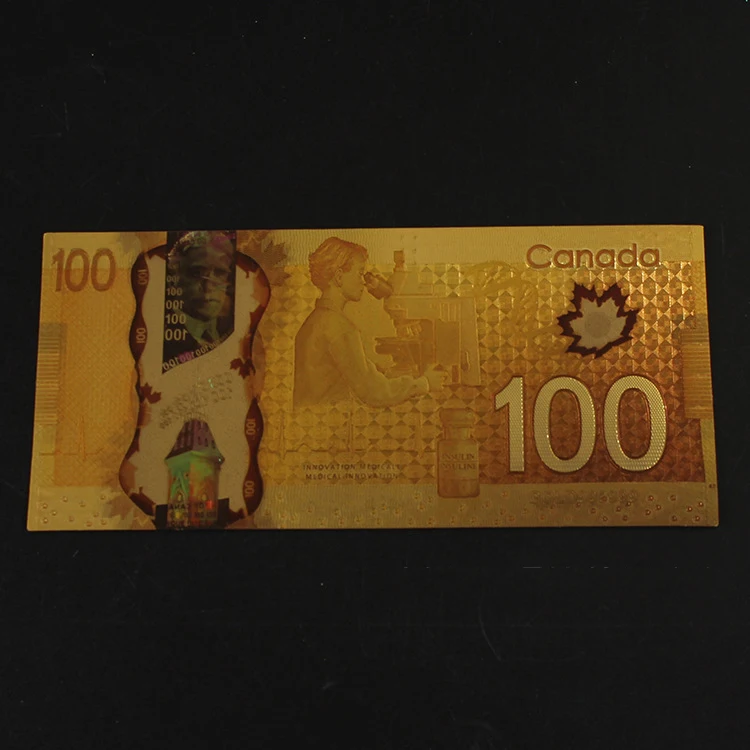 1 шт. валюты банка, канадский сувенир банкнот 100 канадский долларовые банкноты из золотой фольги счетчик банкнот домашний декор