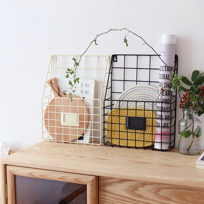 الحديد جدار شنقا سلات تخزين متعددة استخدام الحديد سلك الاختيار أشتات صندوق تخزين المجلات تخزين حامل الكتب رف المنزل ديكور