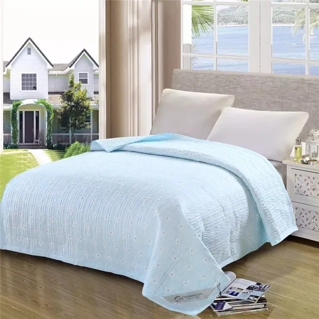 New Home Textile Solid Grid Washable Comforter Soft Bedspread