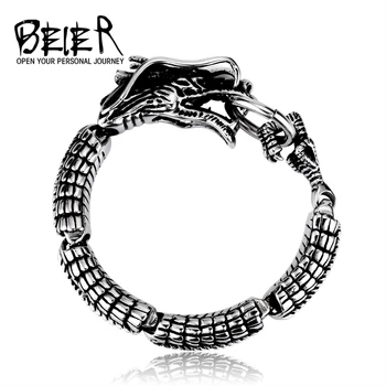 

BEIER New Cool Punk Dragon Animal Bracelet &bangle For Man 316 Stainless Steel Man's High Quality Jewelry BC8-001