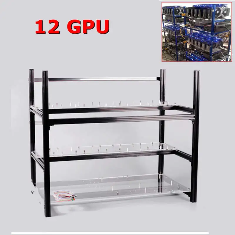 

Up to 12 GPU Mining Frame With the Fan Mounting Parts but no Fans Aluminum Stackable Miner Support For Ethereum BTC