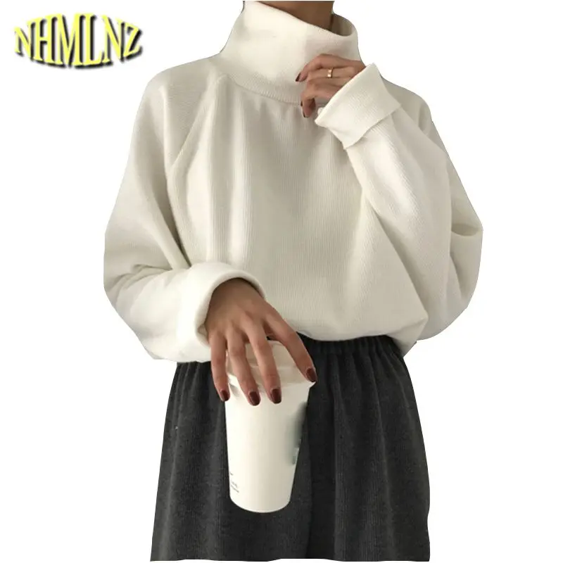

Long sleeve Women High collar Sweater 2019 Spring Autumn New Fashion Loose Warm Sweater Females Knitted Pullover Sweater WUN1079