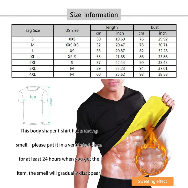 Oeak Men Fashion Hot Thermal NeopreneNew Slimming Body Building Shapers Sweat Sauna Waist Corset Skinny Short Sleeve Shapewear