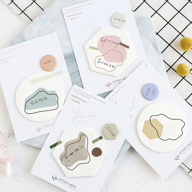 

4 pcs Impression four season sticky notes Color post memo pad Diary planner marker it stickers Office School supplies A6177