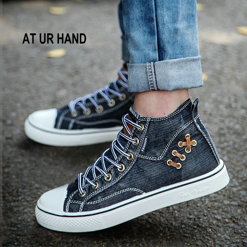 men 's shoes solid color denim casual shoes men's footwear spring summer canvas lace-up leisure shoes