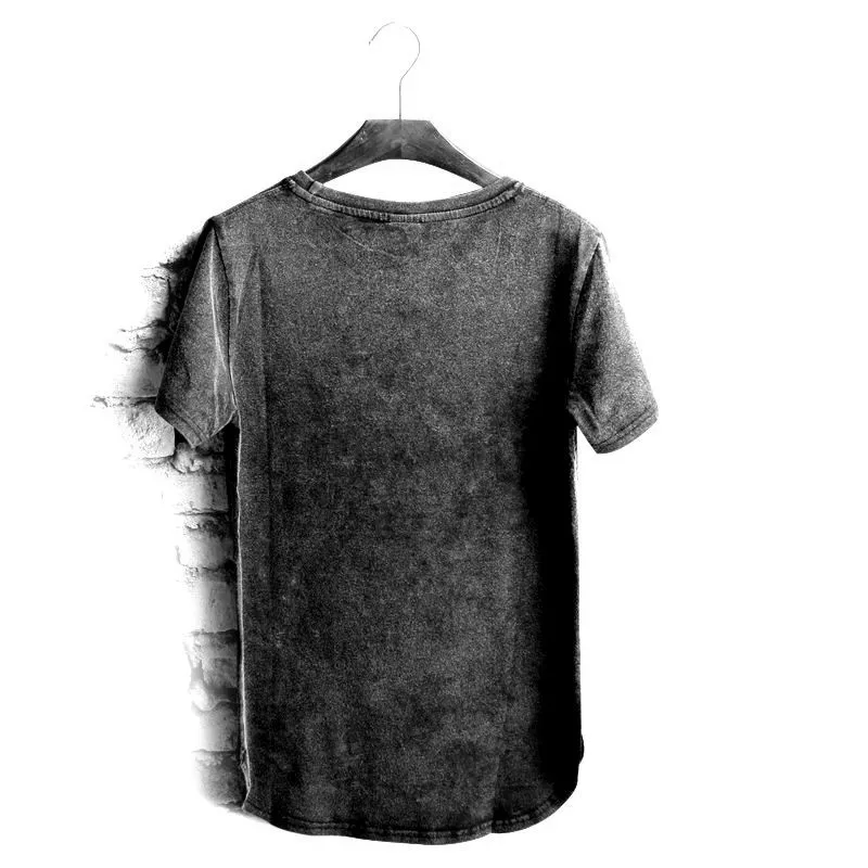 In the summer of 2016 cotton new irregular fold washed do old cultivate one's morality Male round collar short sleeve T-shirt In the summer of 2016 cotton new irregular fold washed do old cultivate one's morality Male round collar short sleeve T-shirt