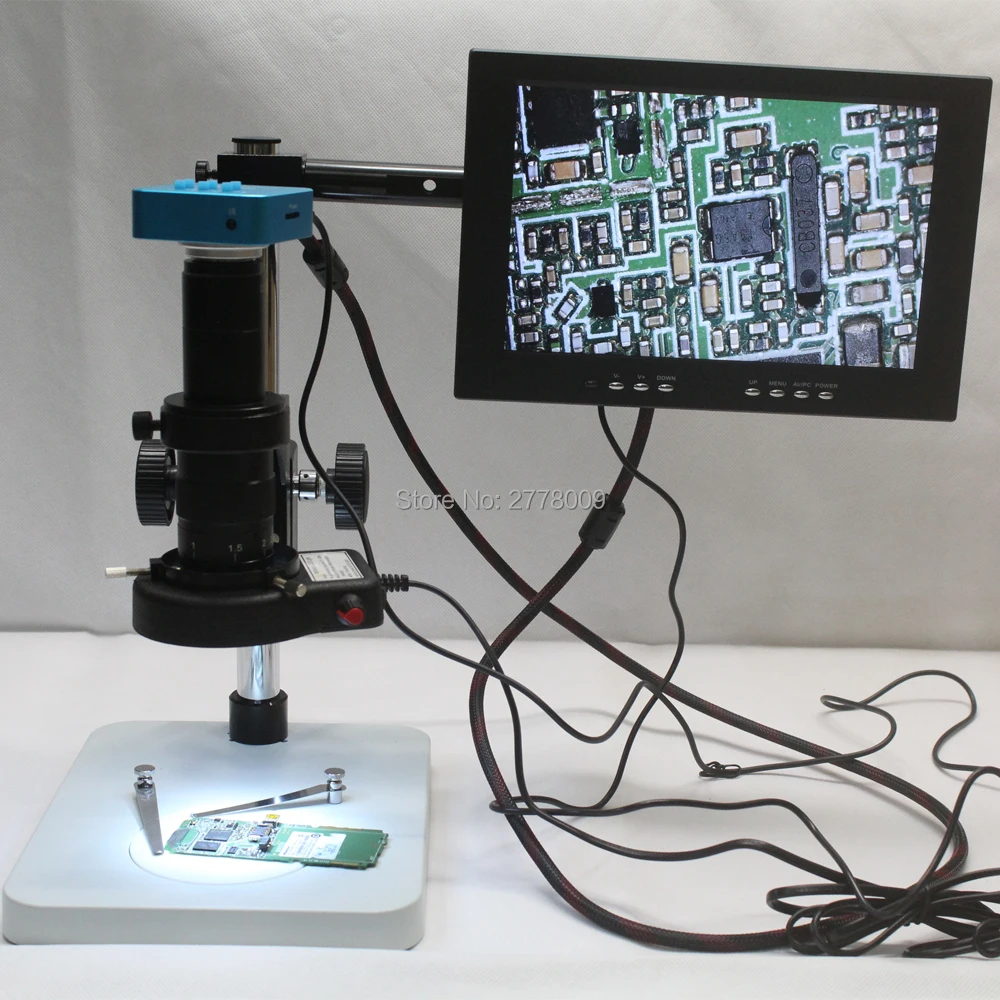 

20MP Full HD 1080P 60FPS HDMI USB Output Industry Microscope Video Camera+180X C-Mount Lens+Workbench+LED Lights+10-inch Monitor