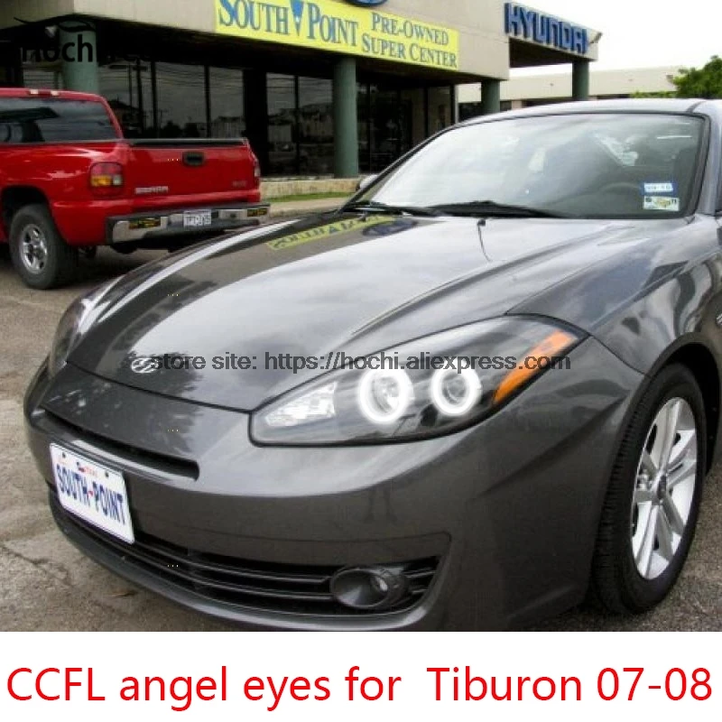 Hochitech White 6000k Ccfl Headlight Halo Angel Demon Eyes Kit Hochitech White 6000k Ccfl Headlight Halo Angel Demon Eyes Kit Light For Hyundai Tiburon 2007 2008