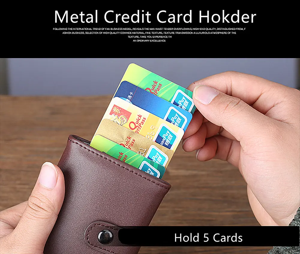 Bycobecy RFID бизнес ID визитница Тонкий чехол для карт мини кошелек Блокировка натуральная кожа кредитный держатель для карт алюминиевый Металл