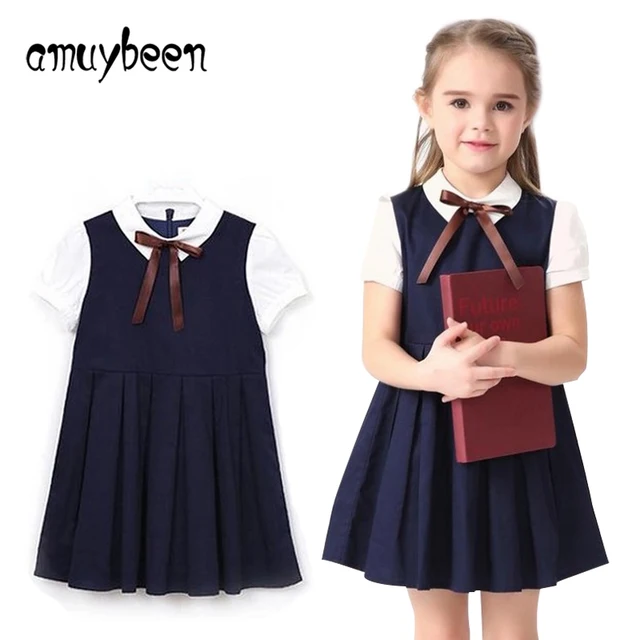 بنات المدارس ::  بمنتديات أشواق وحنين :: بنات Amuybeen-2017-Summer-Blue-Cotton-Short-Sleeve-Pleated-Kids-School-Uniform-Dress-for-Girls-8-10.jpg_640x640