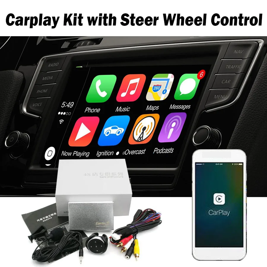 General Carplay box Siri Voice remoter Steering wheel control Call Map