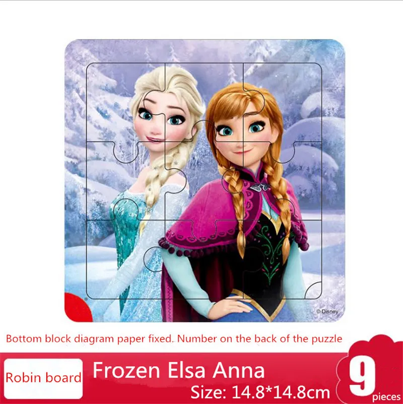 Disney холодное сердце Эльза и Анна София Первый головоломка 9/16 шт. Замороженные деревянные детские игрушка для раннего развития мальчик для