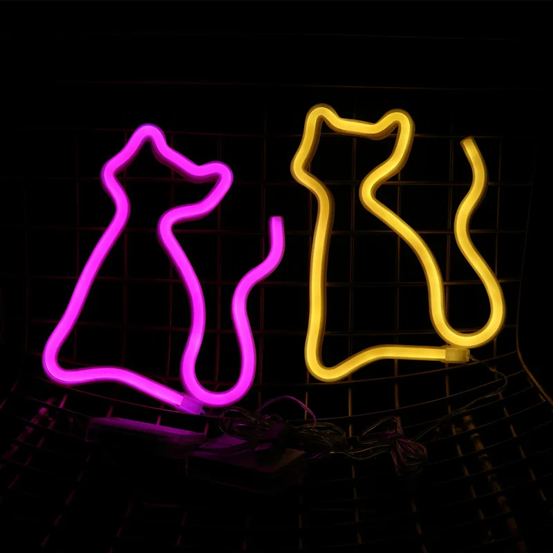 

hohappyme Lighted Neon Signs Cat Children Room Decoration Lighted Wall Decoration Sign Dream Lamp Home Decor Party Supplies Gift