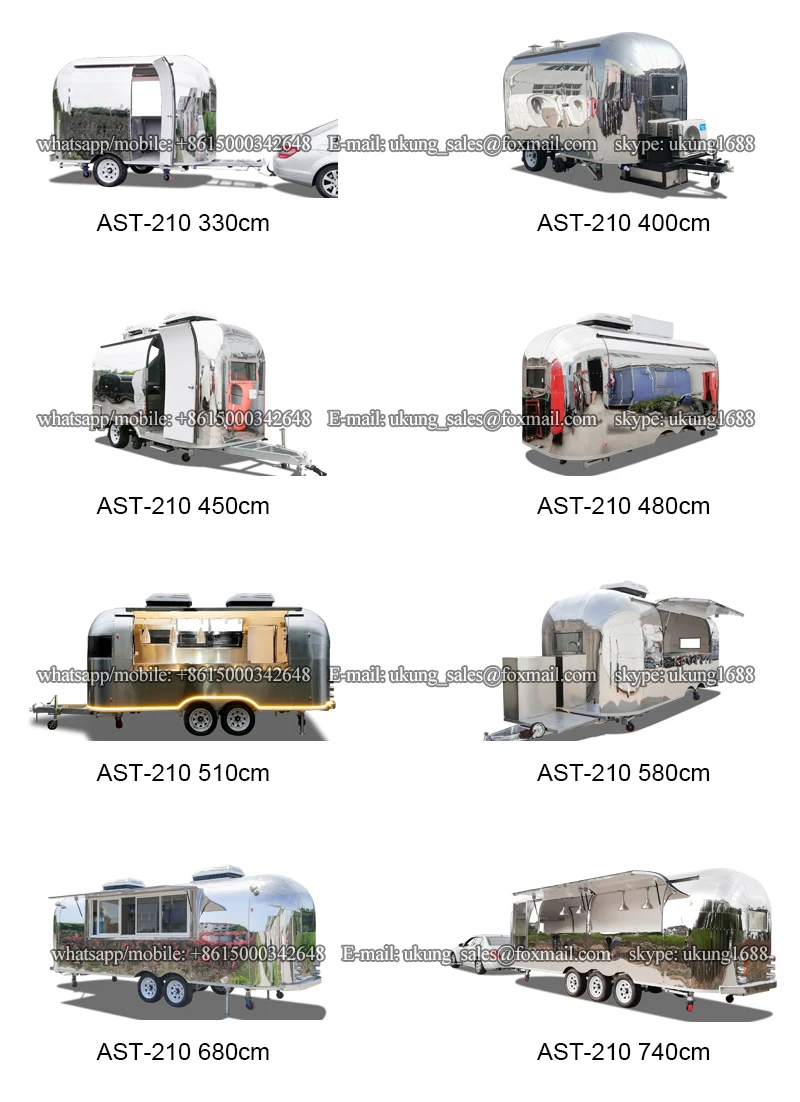 UKUNG бренд AST-210 модель индивидуальные нержавеющая сталь фаст-фуд трейлер