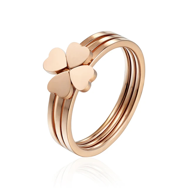 Classic Design Three Heart Ring Combination Stainless Steel Rings For Women Rose Classic Design Three Heart Ring Combination Stainless Steel Rings For Women Rose
