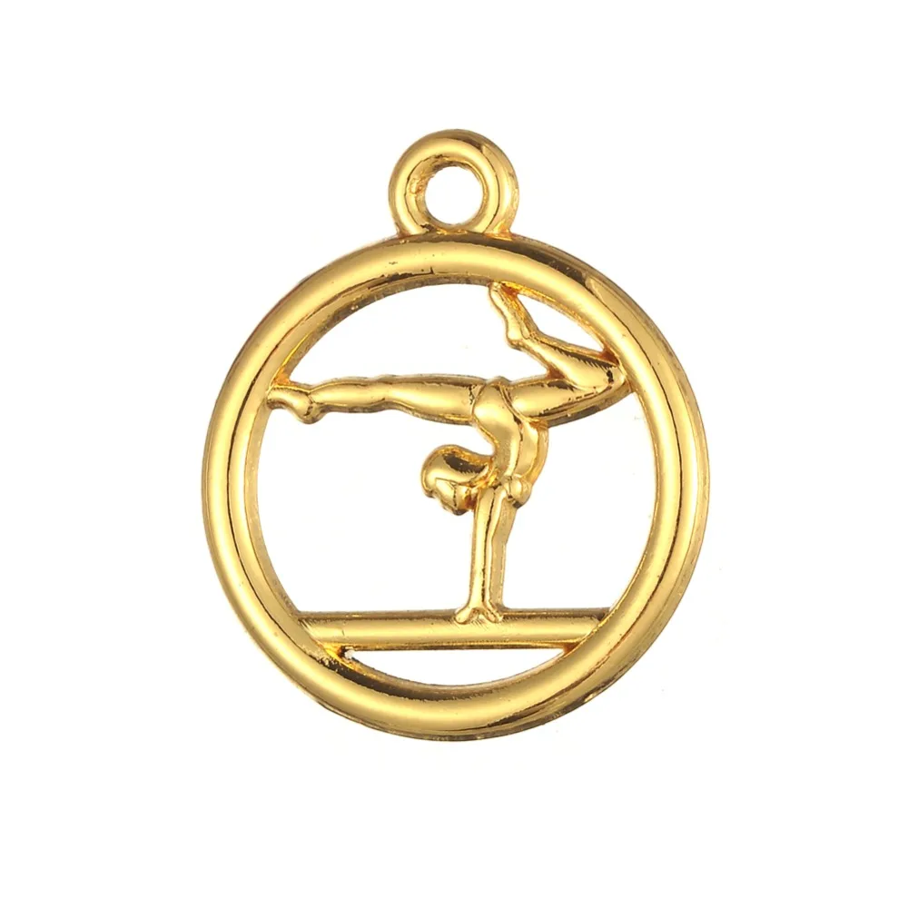 

my shape 20pcs silver & gold Color gymnast gymnastics in circle sporty charms