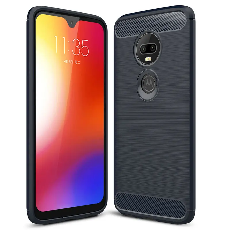 50pcs/lot Shockproof Rugged Brushed Soft TPU Armor Carbon