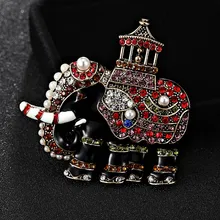 Blucome Tamaño Pequeño Elefante Broches Para Los Hombres Mujeres esmalte de Joyería de Moda Hijab Pins Y Broches Broche de diamantes de Imitación de La Perla perfecta