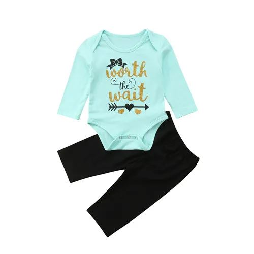 Повседневный хлопковый топ с длинными рукавами для новорожденных девочек 0-24 месяцев, боди, длинные штаны, леггинсы, одежда с бантом, одежда