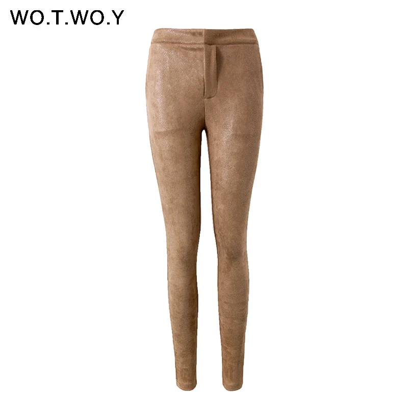 Shiny Sequined Leather Pants Women Skinny High Waist Suede Pants Women Stretch Black Trousers Women Pencil Pants 2018 New