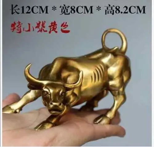 

Copper Brass CHINESE crafts decoration Big Wall Street Bronze Fierce Bull OX Statue-Brass