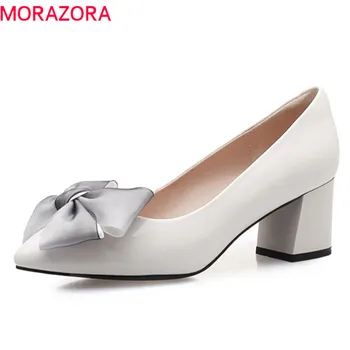 

MORAZORA 2020 new fashion women pumps bowknot spring summer high heels shoes slip on dress shoes ladies office shoes wine red