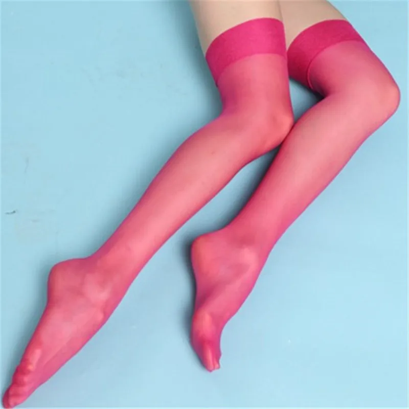 15D тонкие женские чулки, горячее прозрачное сексуальное женское белье, Однотонные эластичные нейлоновые шелковые чулки для женщин, сексуальные Чулочные изделия - Цвет: Rose Red