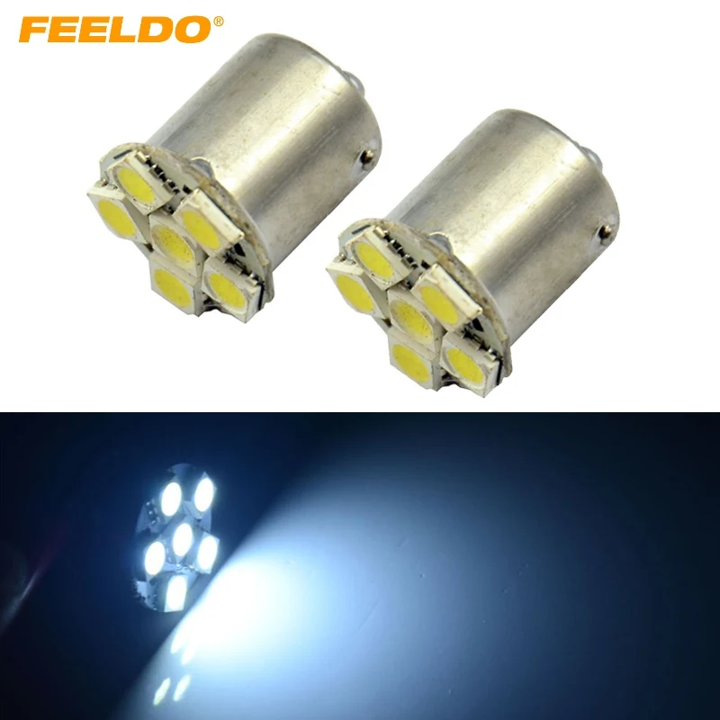 

FEELDO 2Pcs White 1157 BAY15D 6SMD 5050 6LED Turn Parking Reverse Brake Car LED Light Bulb Lamp #FD-1671