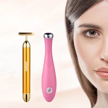 Японская Технология 24 K красота бар Золотой энергии массажер для лица+ вибрационное массажное устройство волшебная палка анти мешок и ручка морщин