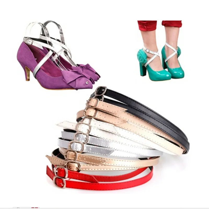 

1Pair PU Leather Shoes Belt Ankle Shoe Tie Detachable Shoe Laces For Charm Women Lady