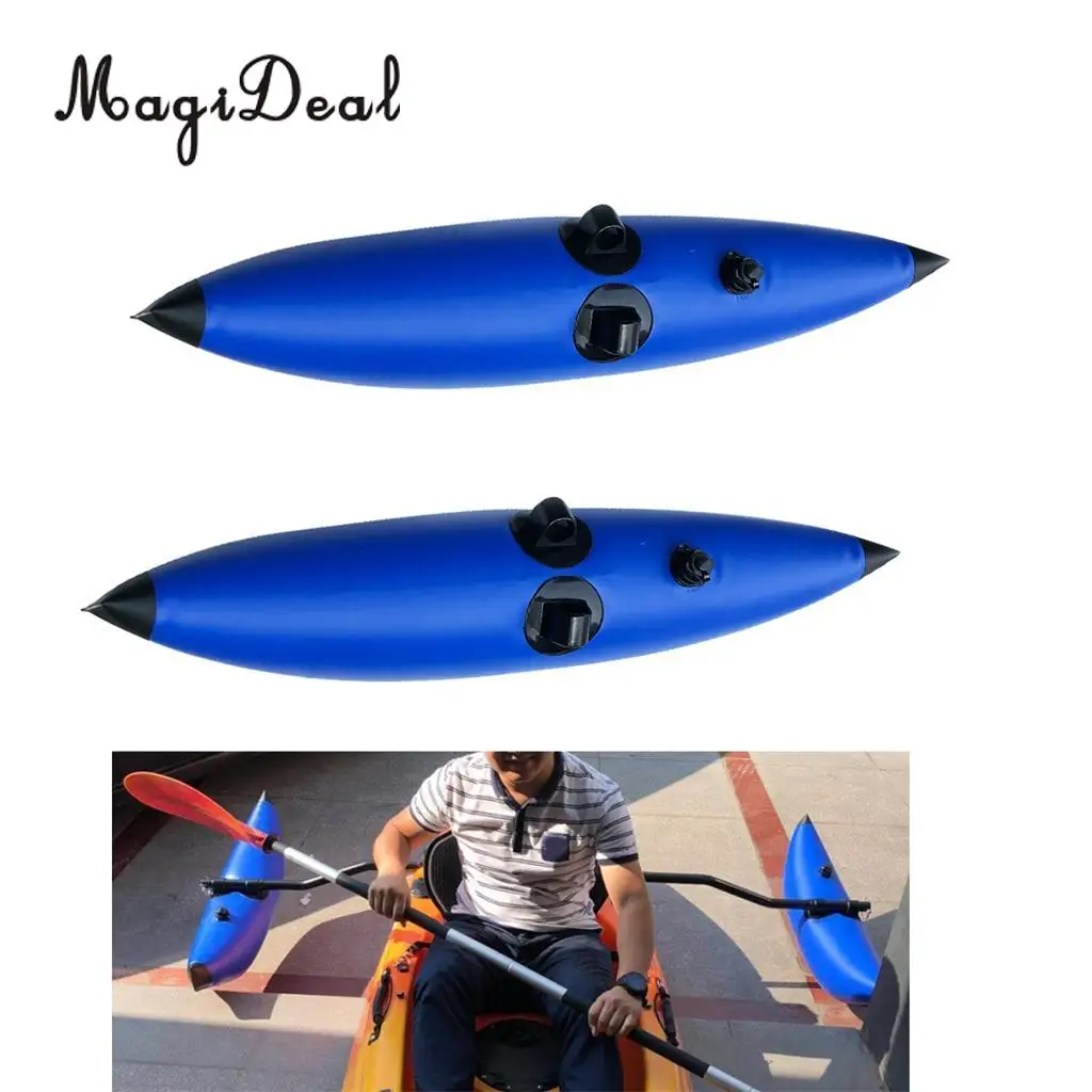 2 Pieces Premium Blue PVC Kayak Outrigger / Stabilizer Water Float Buoy for Boat Fishing Standing SUP Beginners