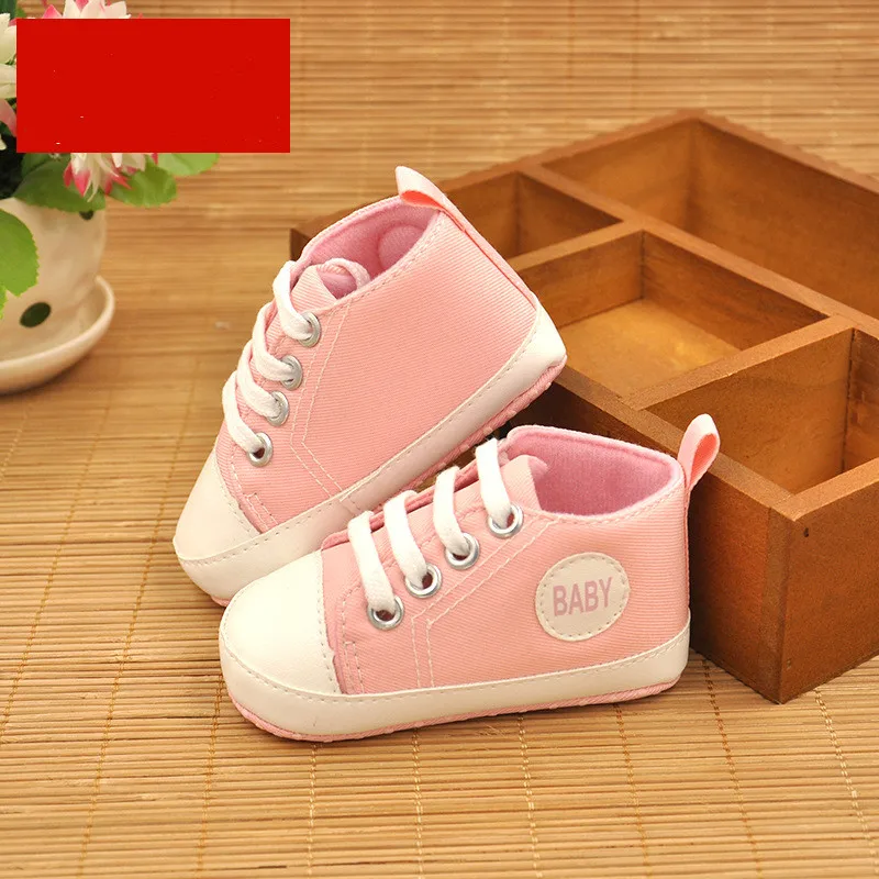 Обувь для новорожденных мальчиков и девочек; детские спортивные кроссовки; обувь для малышей с мягкой нескользящей подошвой; детская обувь - Цвет: Розовый