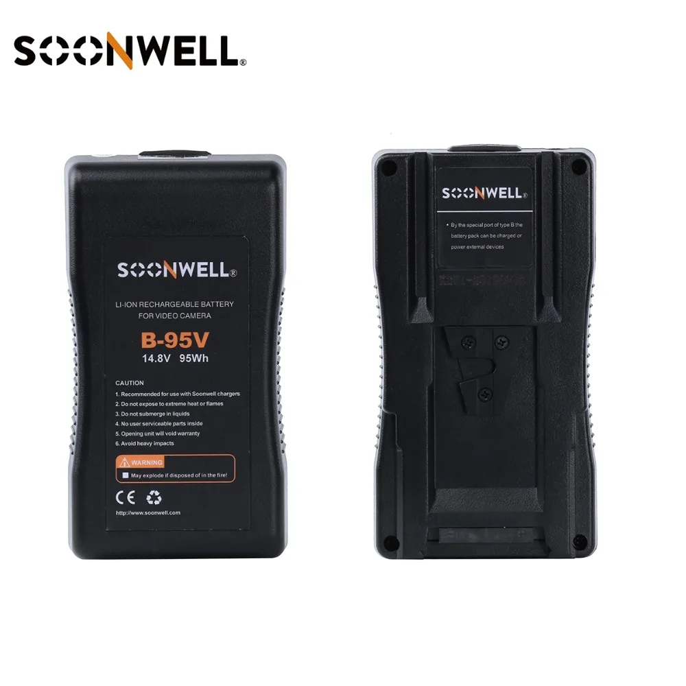 Soonwell B-95V 95Wh 6.6Ah 14,8 V-lock литий-ионный аккумулятор, перезаряжаемый V-mount Аккумулятор для камеры, светодиодный свет, монитор, видео