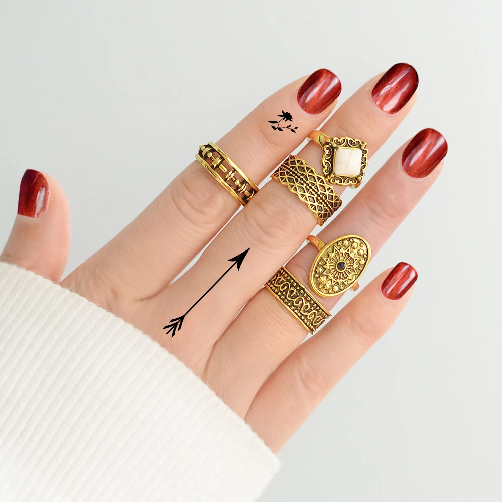 5 шт./компл. Винтаж Jewelry Кольцо Midi Античное золото Цвет с белым камнем круг