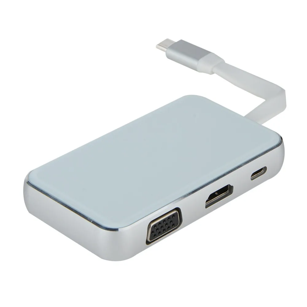 

6 in 1 USB-C Hub Type-C to Hdmi VGA Video Converter (VGA+HDMI+USB3.0*2+RJ45+USB-C) Peripherals Connector Multi-functional