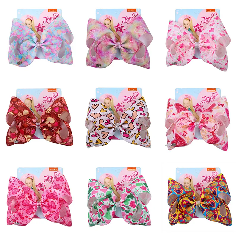 

8 Inch"jojo Bow Girls Siwa Unicorn Collection Coral Colorful Hairpin Large Hair Bows Hair Accessories For Baby Girls