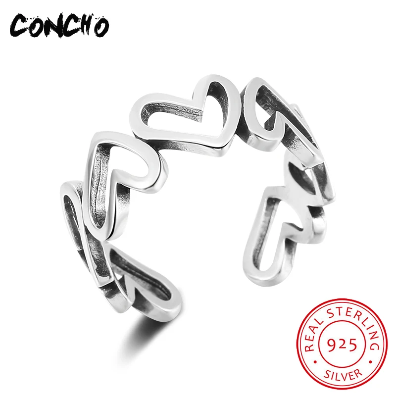 2018 Sale Promotion Bands Party Anel Feminino Concho Jewelry 925 Sterling Heart Open Rings For Women | Украшения и аксессуары
