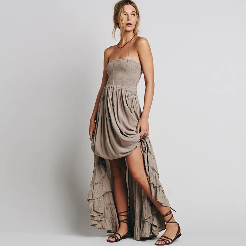 Najtaniej Boho chic długa sukienka Halter szyfonowa kobiety Backless 2019 Maxi sukienki na plaży nosić styl mori girl Vestidos seksowny przedział plaża letnia sukienka