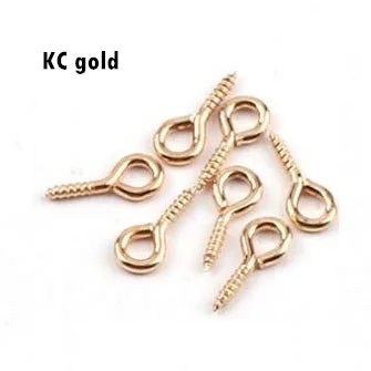 KC gold 100 шт./лот, маленькие винтовые крючки с застежками, булавка для глаз для подвески, серебряные крючки с ушками, подходят для просверленных бусин, сделай сам, для изготовления ювелирных изделий HK001 - Цвет: KC gold